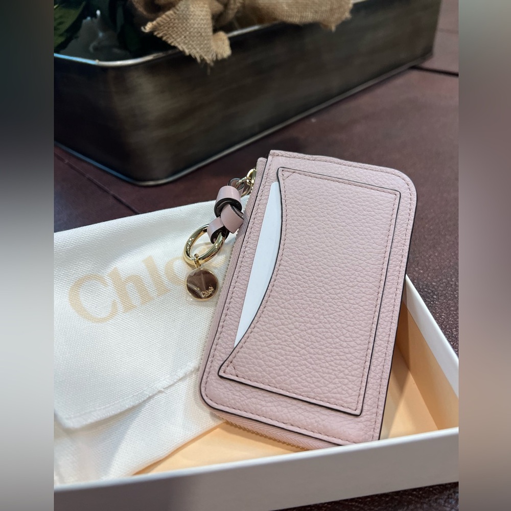 Chloe Pink Logo Tag Card Wallet Brand New